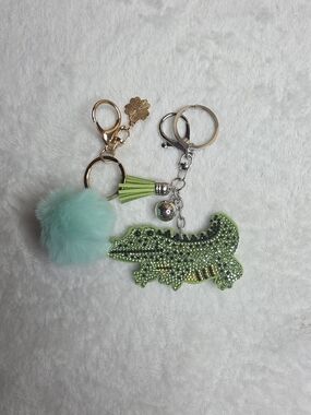 Alligator Pompom Bag Charm Keychain